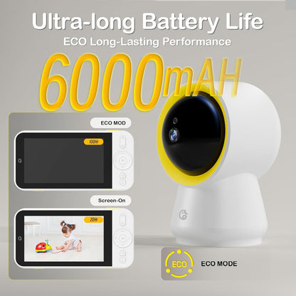 Ellie Baby Monitor No WiFi, Baby Monitor with Camera and Audio, 5" IPS 1080P with Wall Mount