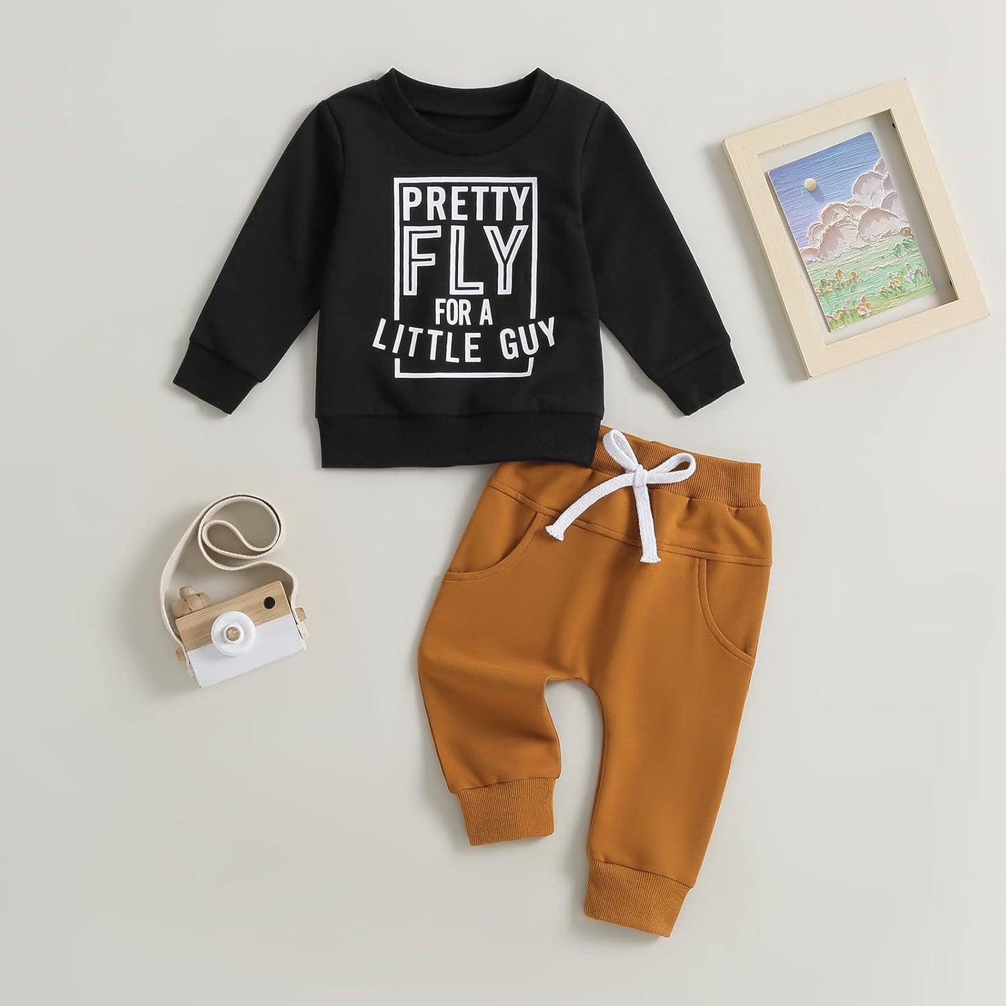 Baby Boy Clothes Fall 6 12 18 24 Months Football Long Sleeve Pullover Tops & Pant Sets Toddler