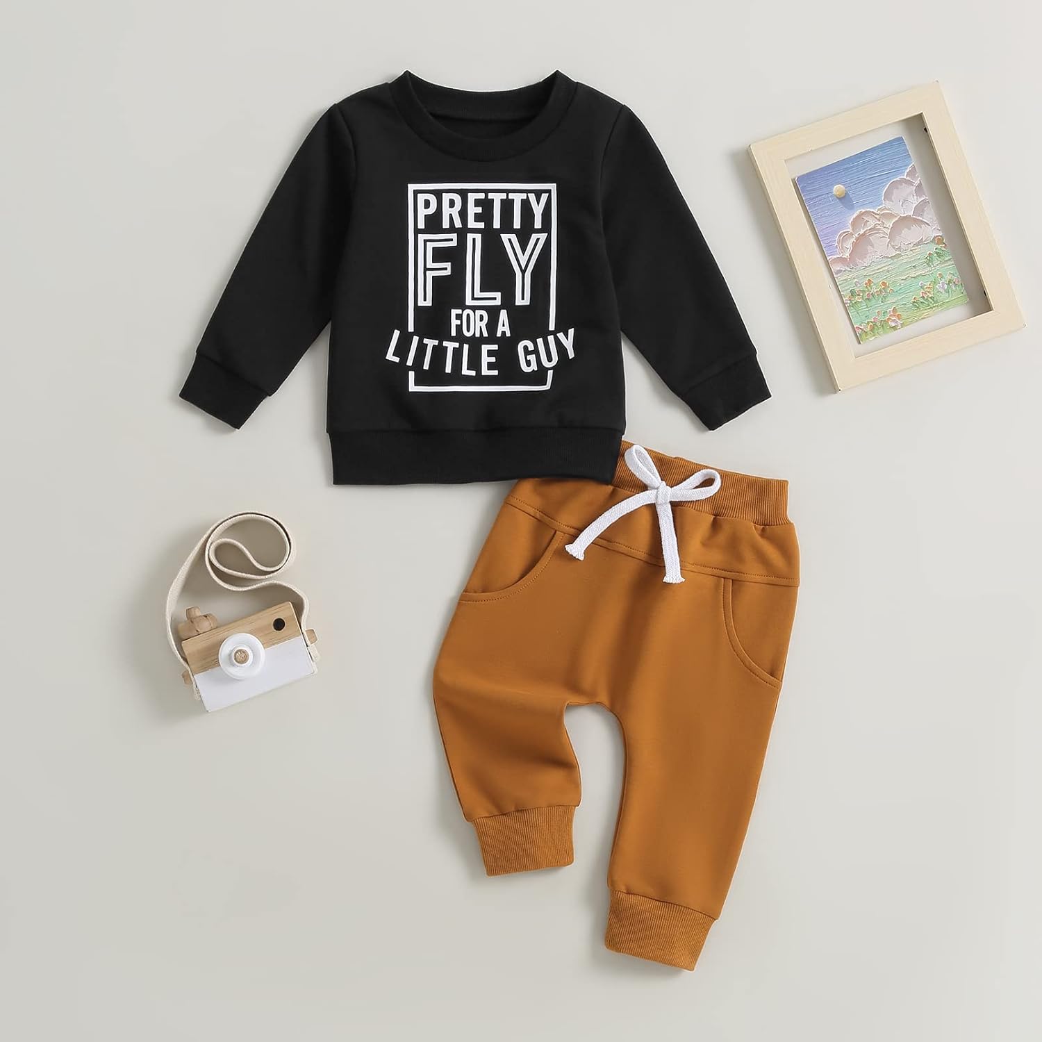 Baby Boy Clothes Fall 6 12 18 24 Months Football Long Sleeve Pullover Tops & Pant Sets Toddler
