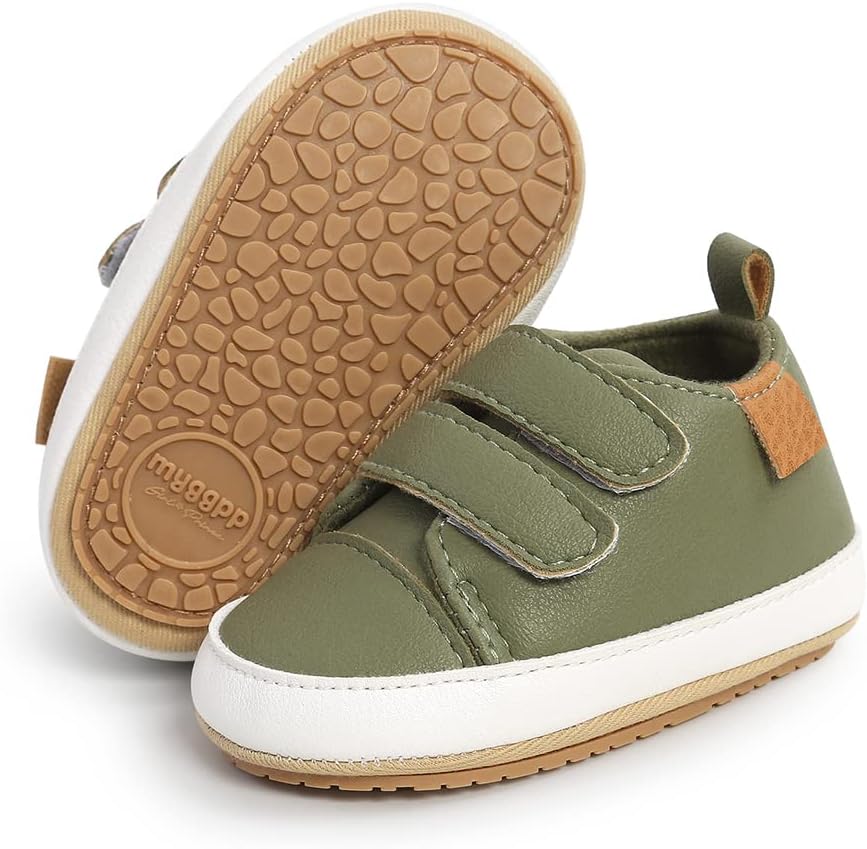 SOFMUO Baby Boys Girls High Top Ankle PU Leather Sneakers Soft Rubber Sole Infant Moccasins Newborn