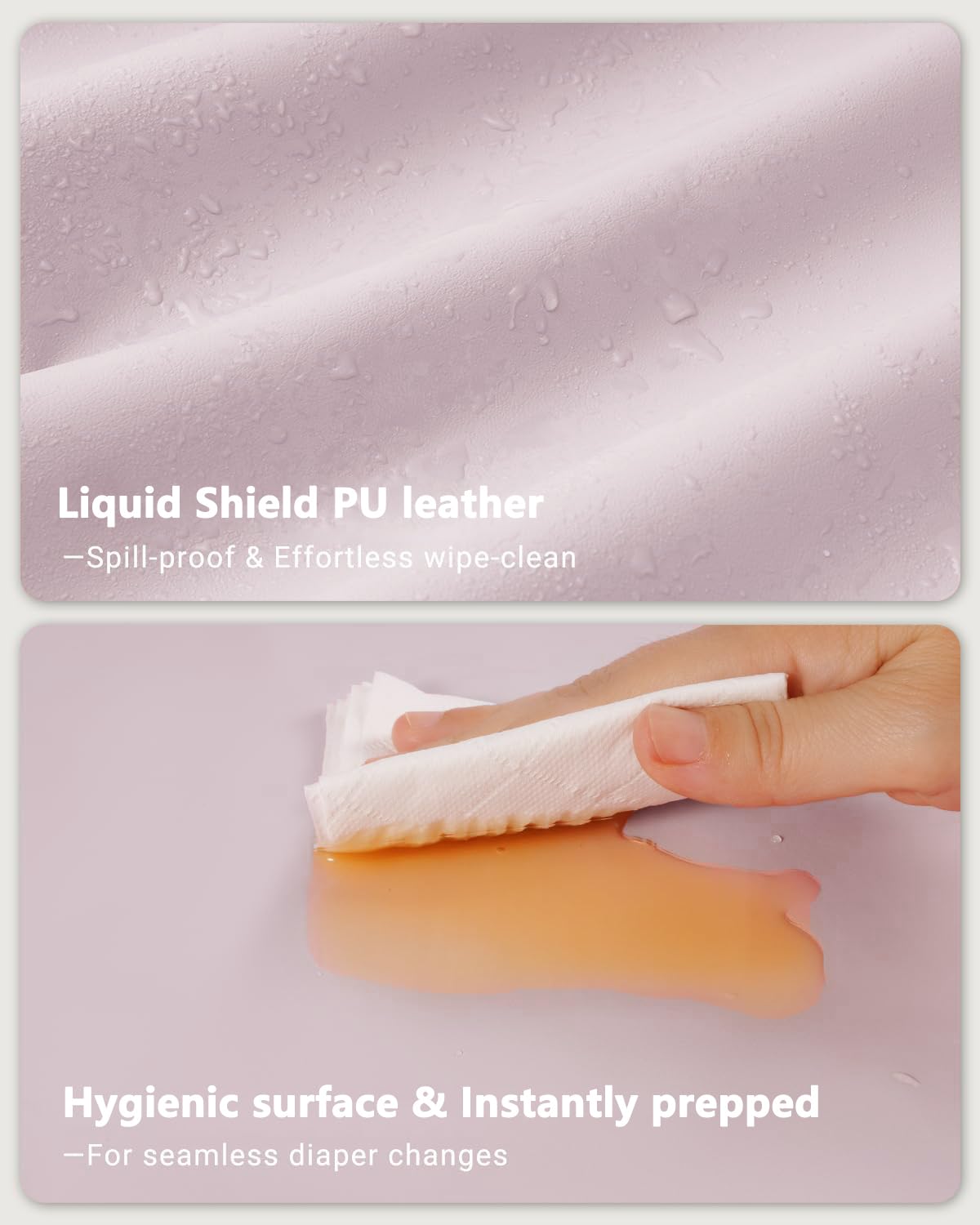 Vegan Leather Waterproof Baby Changing Pad - Wipeable, Extra Thick & Portable & Non-Slip Diaper Mat