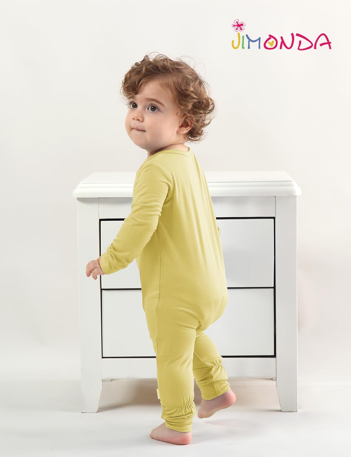 Jimonda Baby Romper Boys Girls Bamboo Pajamas 2-Way Zipper Footless Unisex Long Sleeve Sleepers