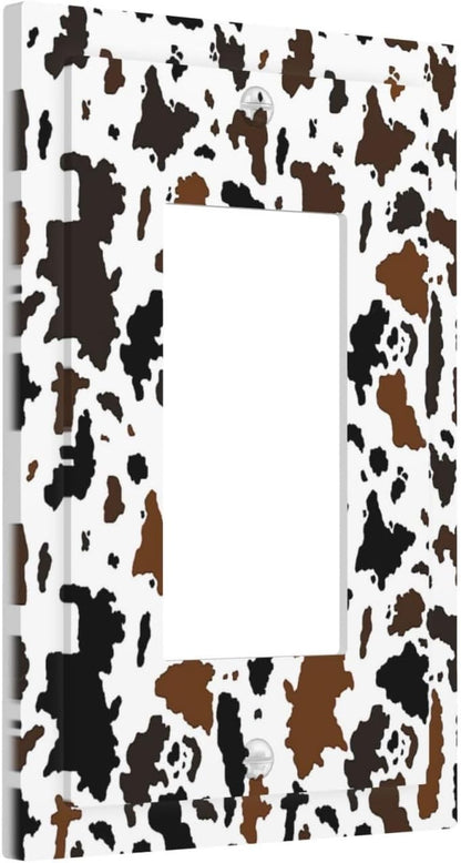 Decorative Outlet Covers Rustic Cowhide Highland Cow Milk Cow 1 Gang Single Rocker Light Switch