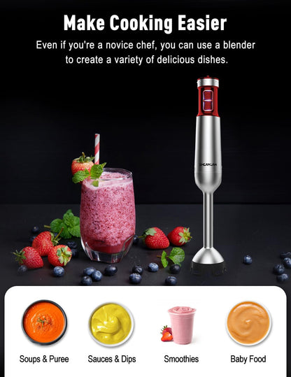 Powerful Immersion Blender handheld, 2025 New Update Hand Blender, Scratch-Resistant Corded Hand