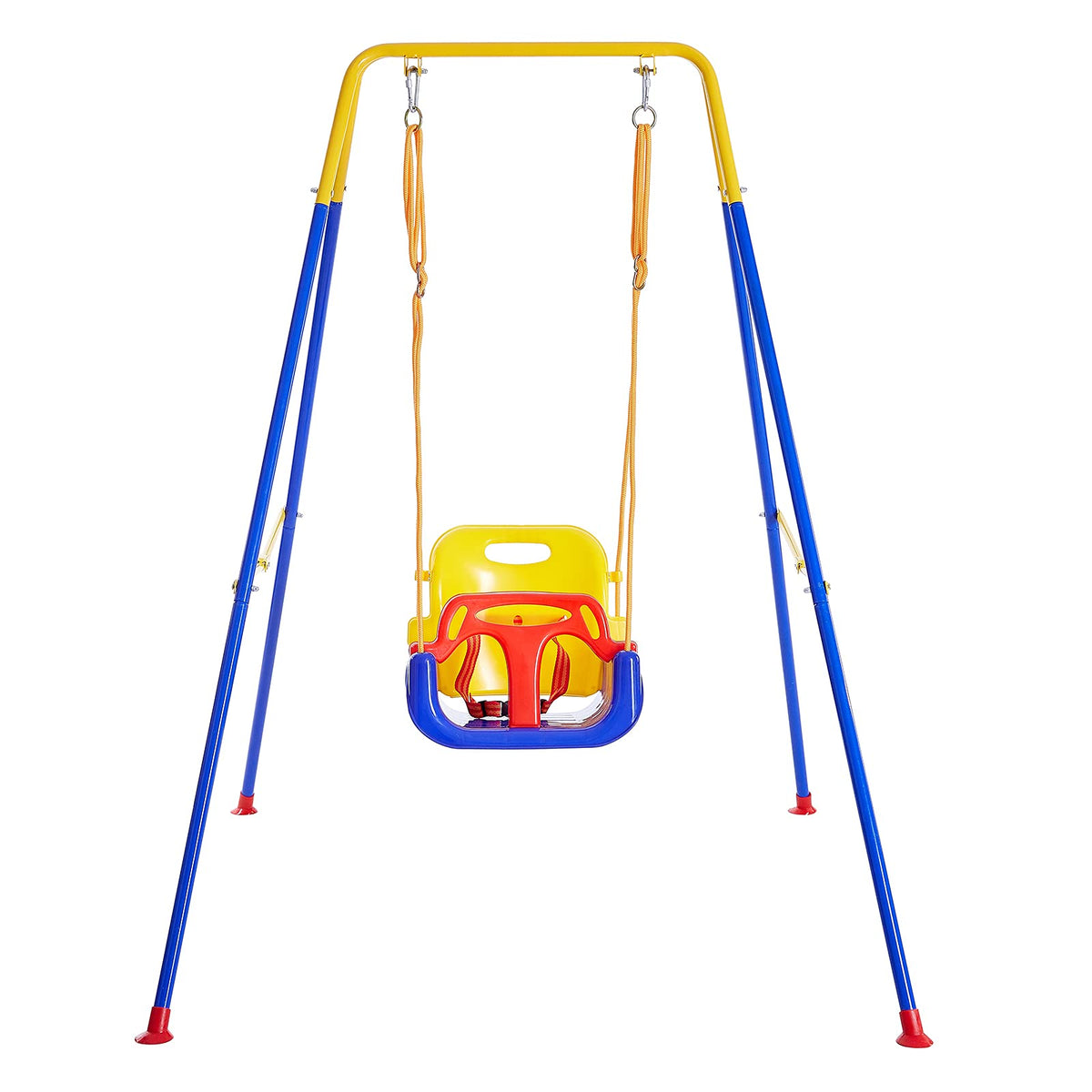 FUNLIO Toddler Swing with Foldable Metal Stand for Toddlers Aged 1~10 Years, 3-in-1 Baby Swing Set
