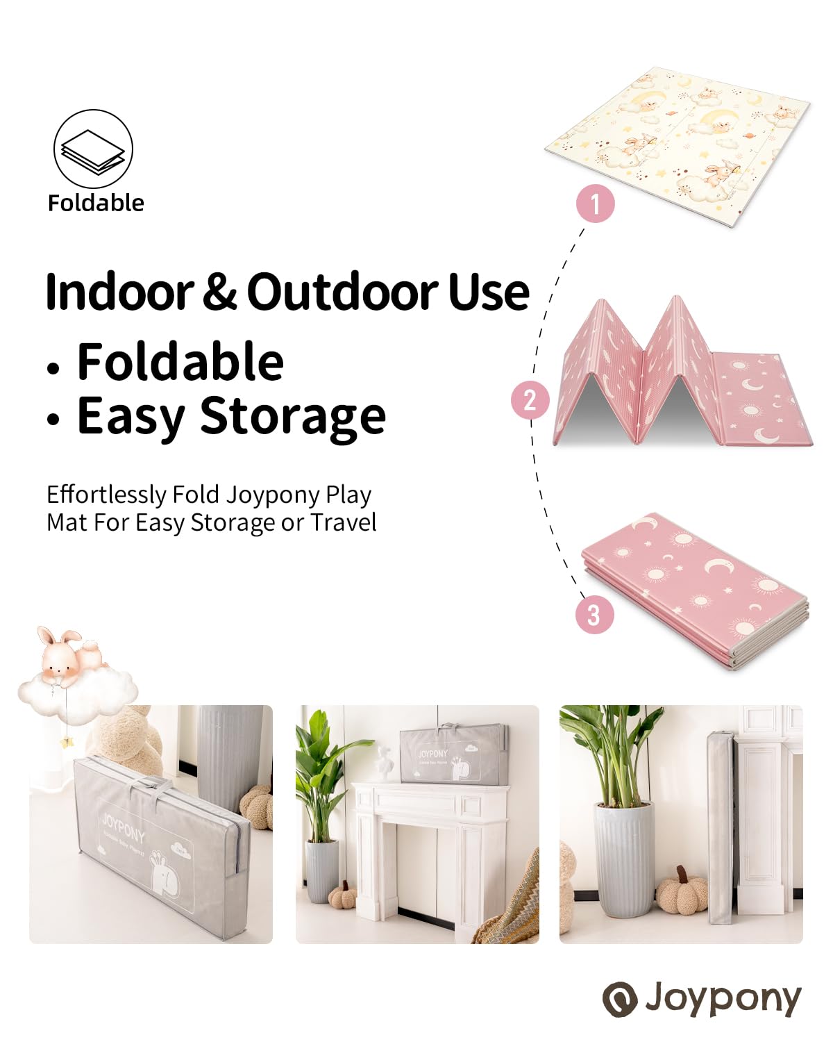 Baby Play Mat 71x59 Inches, Foldable Play Mats for Babies and Toddlers, Waterproof & Anti-Slip
