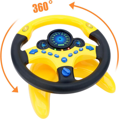 deAO Kids Steering Wheel for Backseat with Car Key Pretend Driving Simulated Driving Steering Wheel