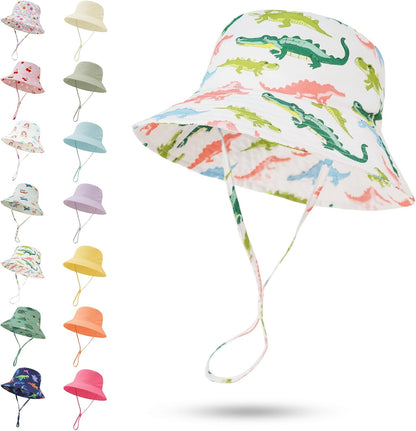 Baby Sun Hat 0-6 Years Toddler Boys Girls Adjustable Bucket Hats Kids Bucket Hats UPF 50+ Wide Brim