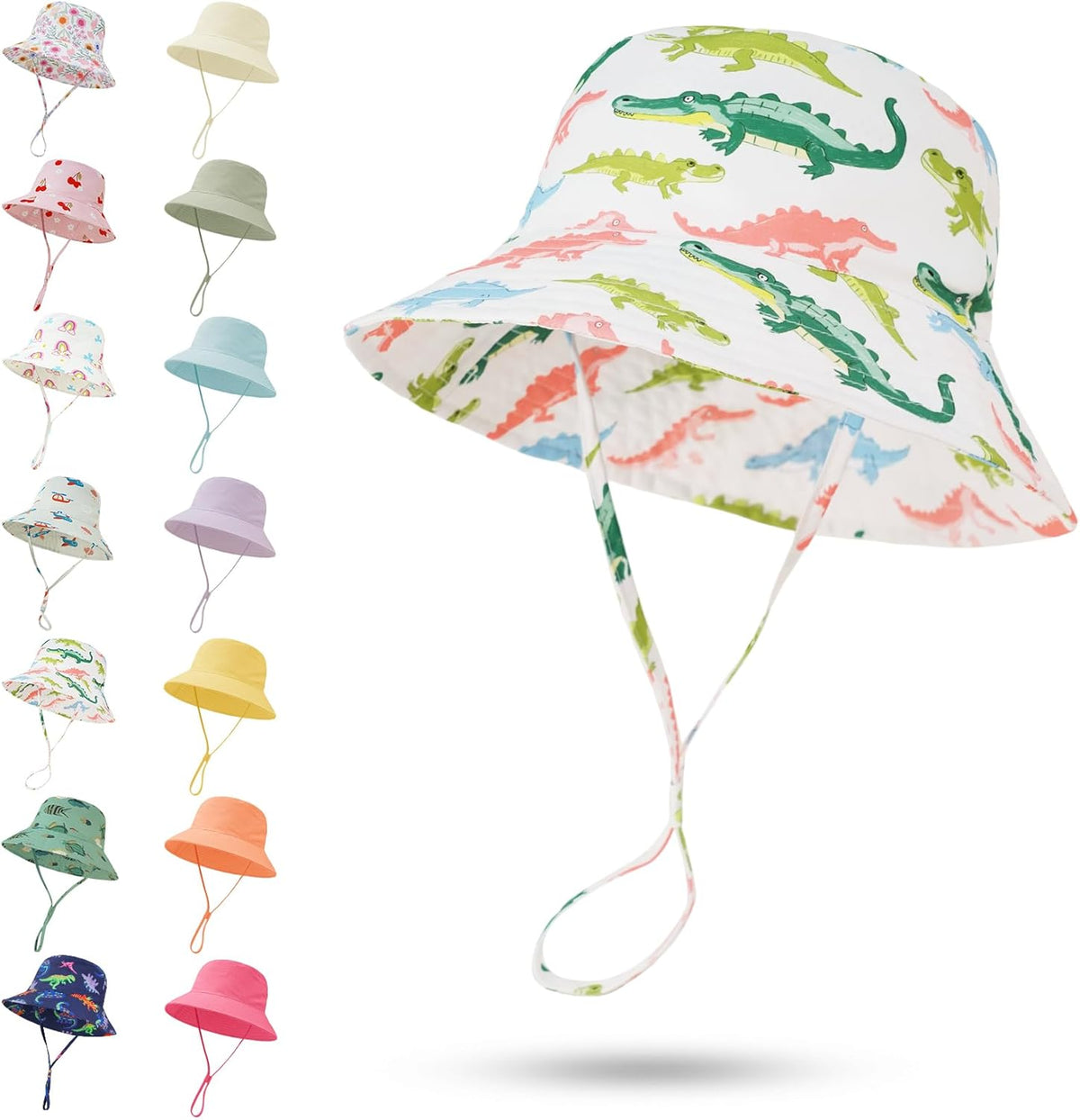 Baby Sun Hat 0-6 Years Toddler Boys Girls Adjustable Bucket Hats Kids Bucket Hats UPF 50+ Wide Brim