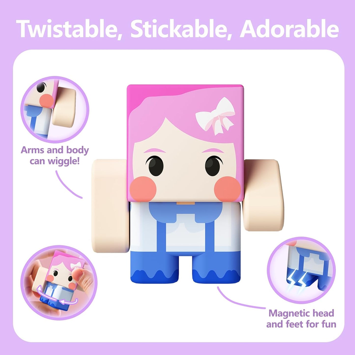 GobiDex 8PCS Magnetic Figures Playset Rotatable Animal & Character Toys for Kids, Toddlers Sensory