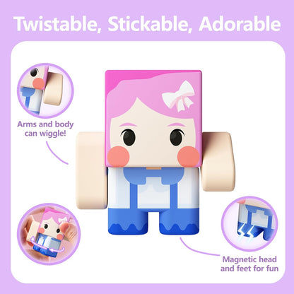 GobiDex 8PCS Magnetic Figures Playset Rotatable Animal & Character Toys for Kids, Toddlers Sensory
