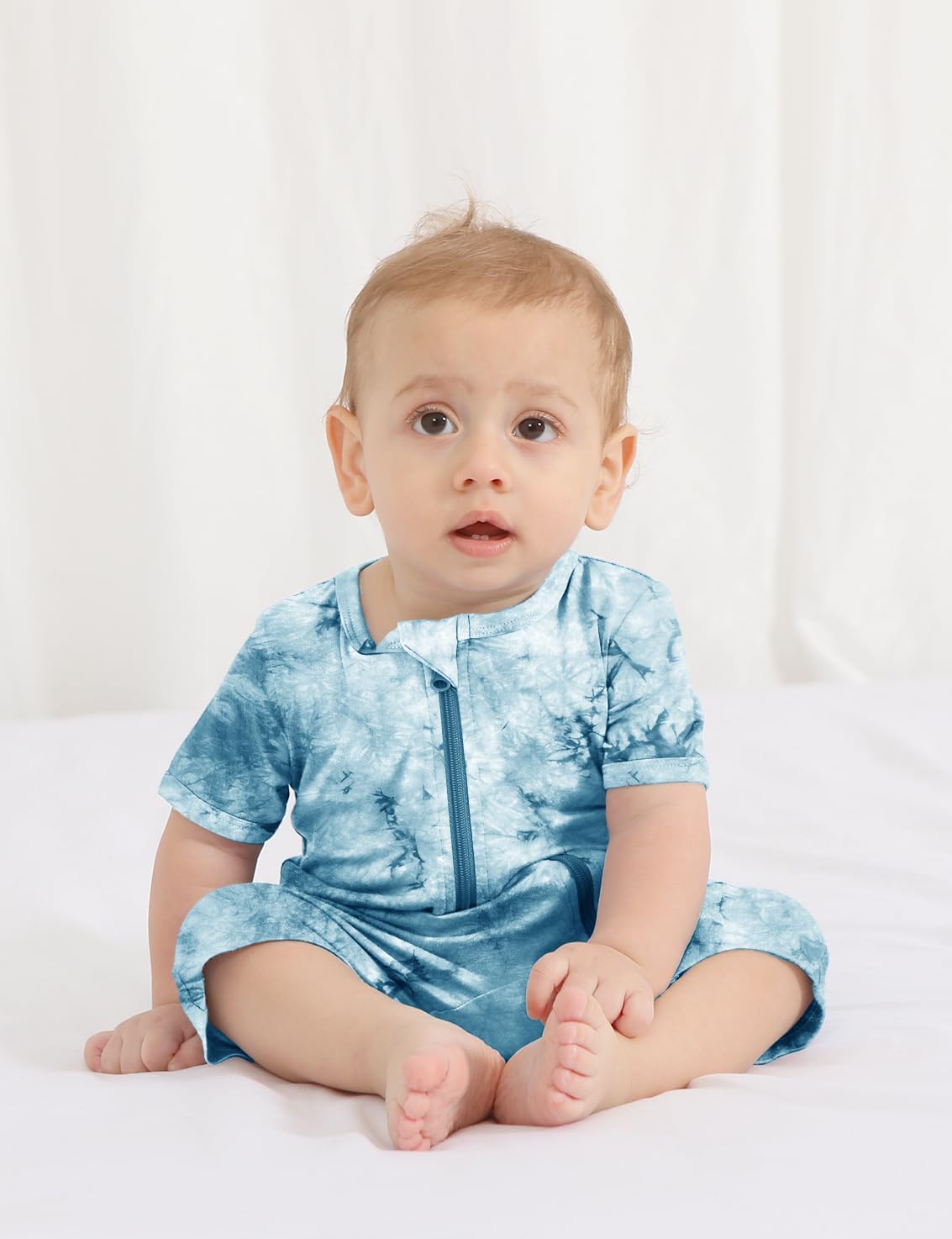 Jimonda Baby Girl Boys Rayon From Bamboo Pajamas 3 Pack Short Sleeve Footless Romper 2 Way Zipper