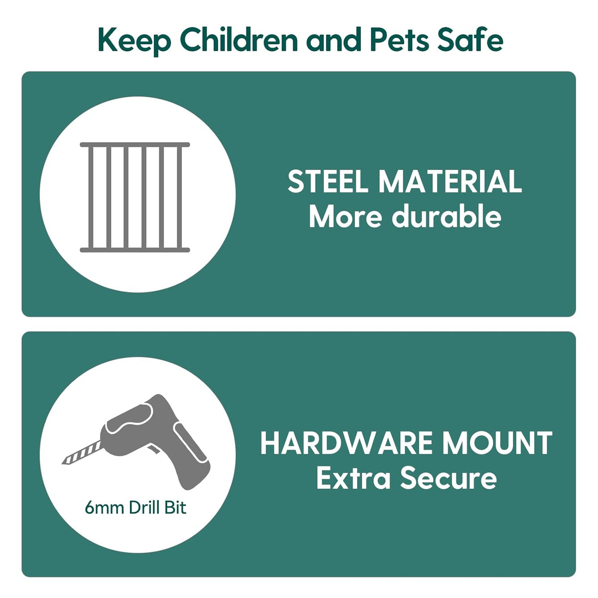 Babelio 26-43" No Bottom Bar Baby Gate for Babies, Elders and Pets, 2-in-1 Hardware Mount Dog Gate