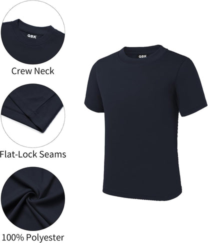 QBK 2T to Youth Neon Shirt Kids UPF 50+ Dry Fit Athletic Short Sleeve Rash Guard T Shirts for Boys