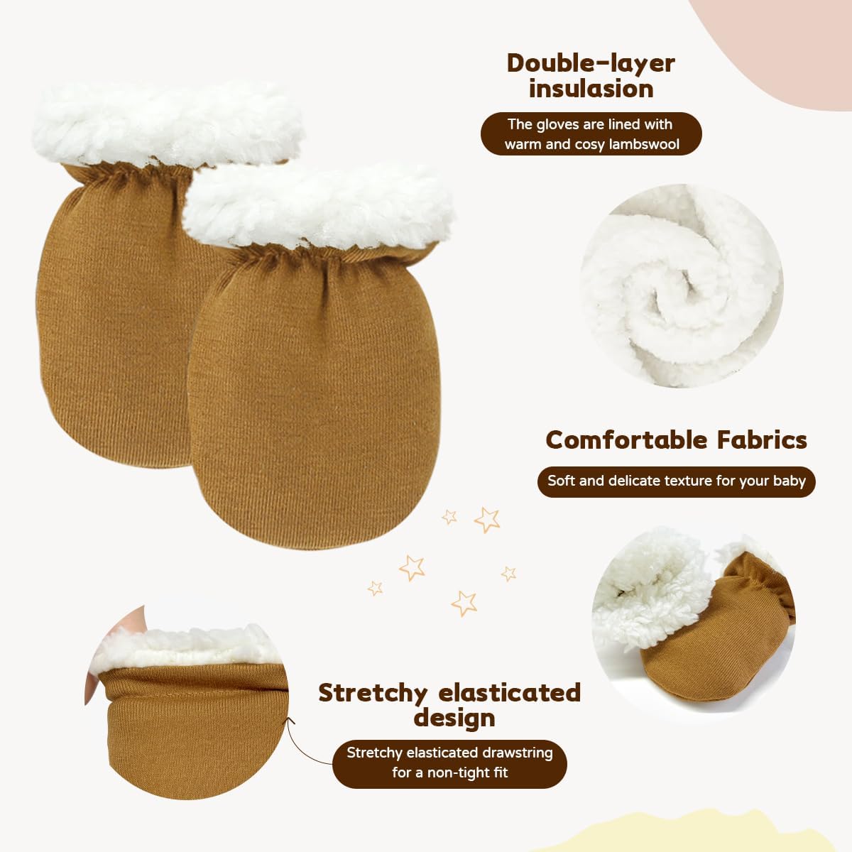 Cute Baby Mittens Newborn, No Scratch Baby Boy Mittens, Baby Girl Hat Gloves for Toddlers, Infant