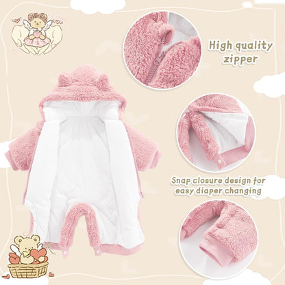 UVIPC Baby Newborn Bear Outfit Fleece Snowsuit Winter Clothes Hooded Jumpsuit Romper for Baby boy