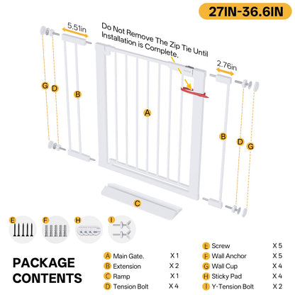 InnoTruth 27-36.6 in Wide Baby Gate for Stairs and Doorways, White