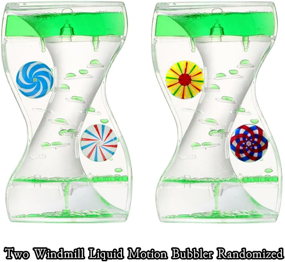 Liquid Motion Bubbler Timer 2 Pack Bubble Timers Hourglass Liquid Bubbler Oil and Water Sensory