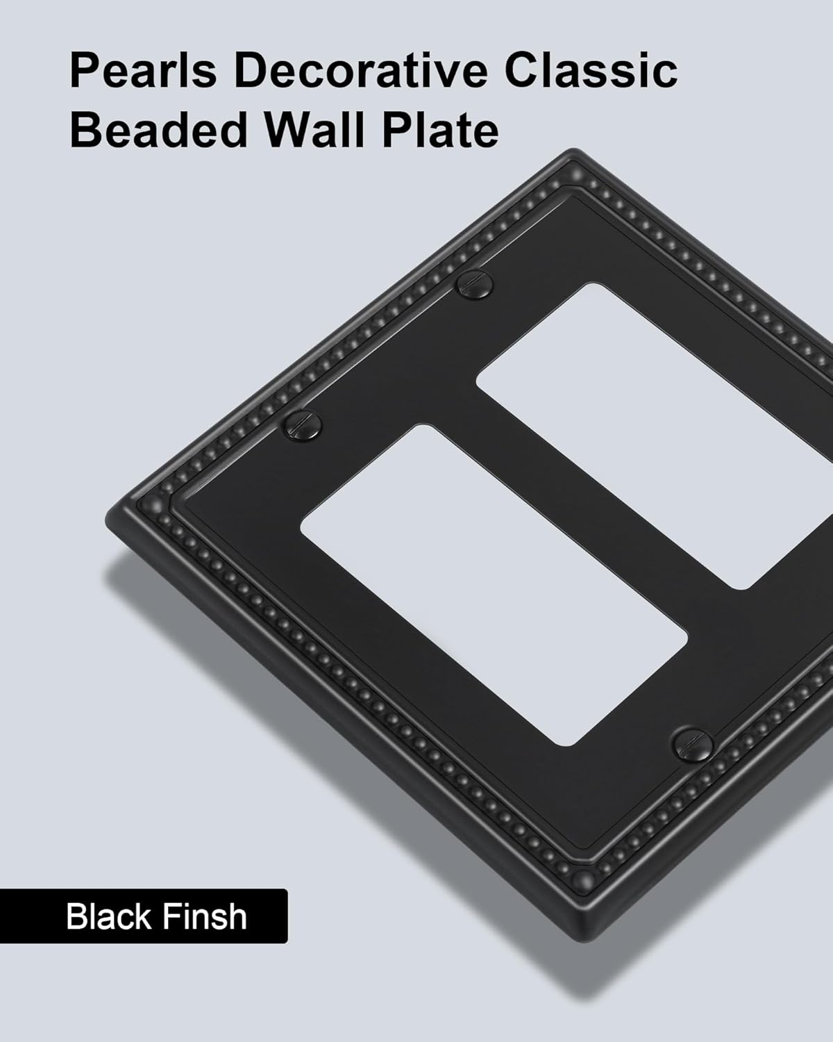 2-Pack Triple Toggle Light Switch Cover Plate, Pearls Decorative Switch Plate Covers, Black 3 Gang