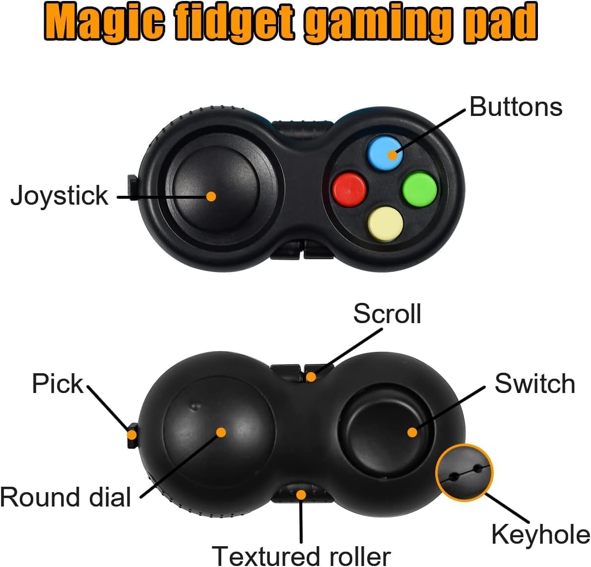 Sensory Fidget Toys Set 6 Pack with Infinity Cube, Magnetic Rings, Fidget Gaming Pad, Flippy Chain