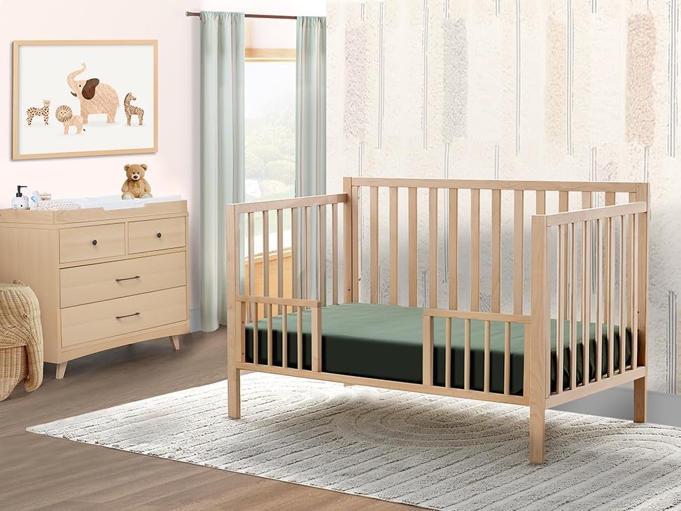 Sorelle Essex Euro 4-in-1 Convertible Crib & Changer – Nursery Furniture Set, Wooden Baby Crib with