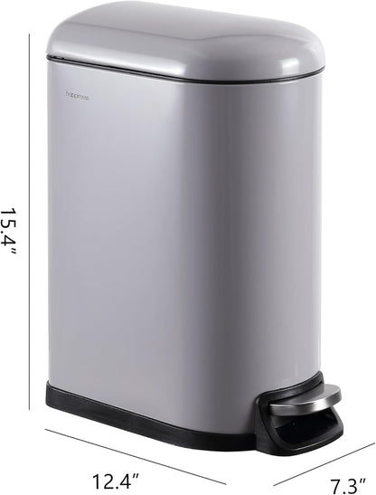 happimess HPM1009I Roland Mini 2.6-Gallon Step-Open Trash Can, Fog Gray,with Soft-Close Lid