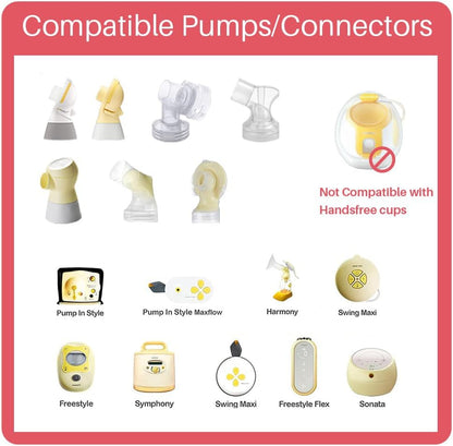 24 mm Oval Flanges Shields Compatible with Medela Pumps, Replacement Parts for Pump in Style