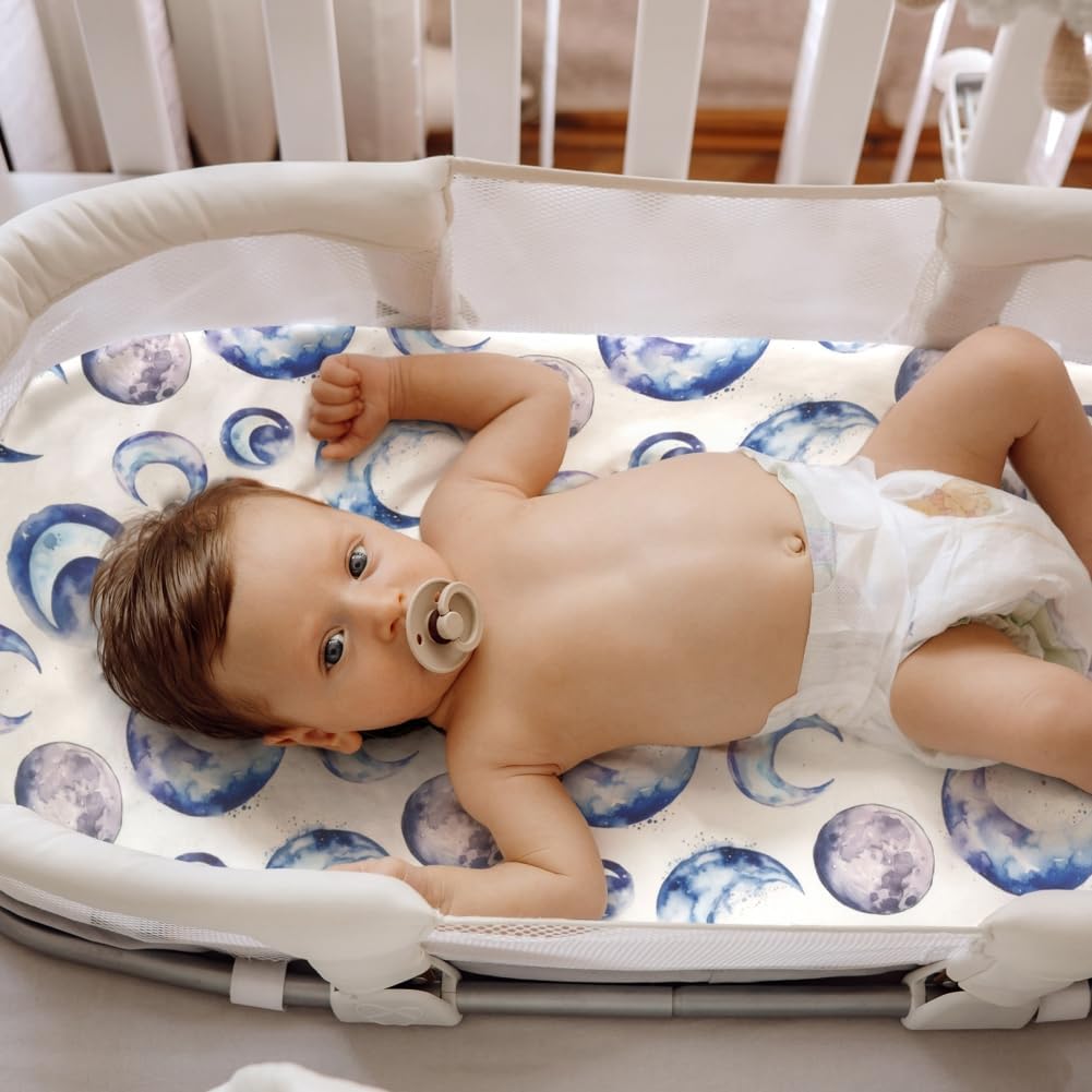 4 Pack Breathable Bassinet Sheets for Baby Boys Neutral Unisex Soft Bassinet Fitted Sheets for