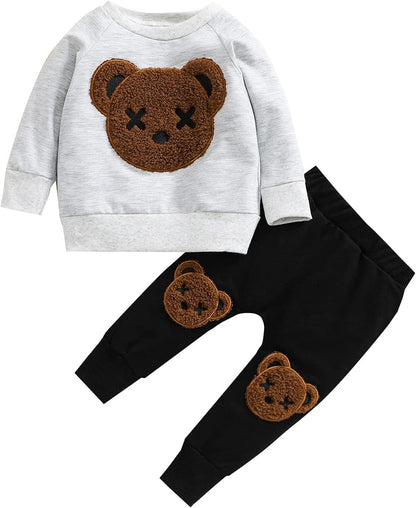 WZTYYDS Toddler Boy Clothes 2T 3T 4T 5T Fall Outfits Baby Pullover & Pants Sets Kids Winter 2Pcs