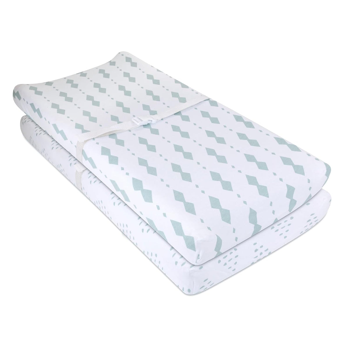 Changing Pad Cover - Cradle Sheets Fits Baby Mattress Sheet 36" X 18 - Unisex Grey Sage Diamond - 2