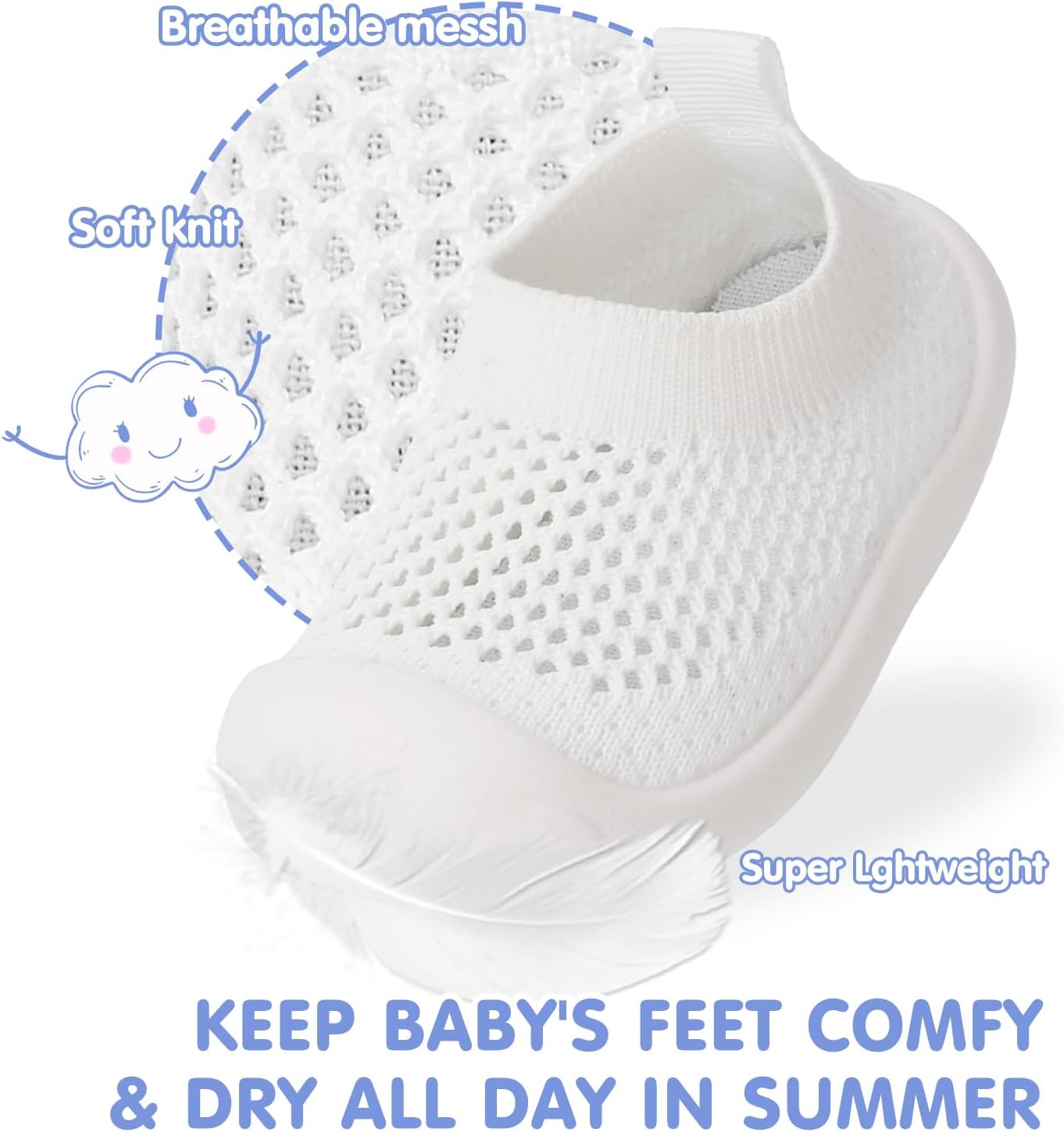Baby Walking Shoes Toddler Girl Boy Soft Sole Breathable Mesh Slip on Summer Wide Shoes Infant
