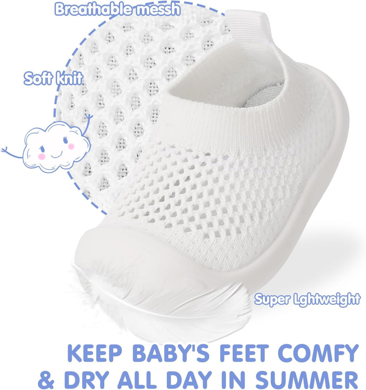 Baby Walking Shoes Toddler Girl Boy Soft Sole Breathable Mesh Slip on Summer Wide Shoes Infant