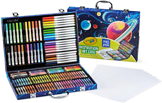 Crayola Inspiration Art Case Coloring Set, 140pc Space Theme – Art Kit for Kids, Crayons, Markers