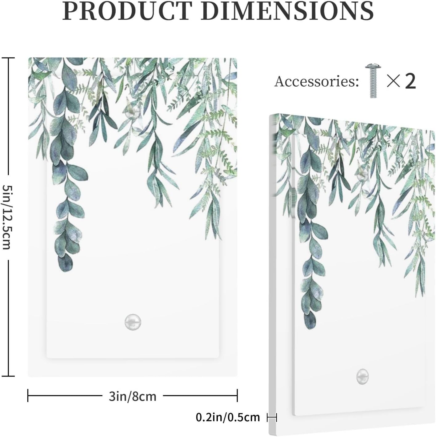 Eucalyptus Leaves Greenery Vine Flowers Simplicity Light Switch Cover Plate 1 Gang No Device Blank