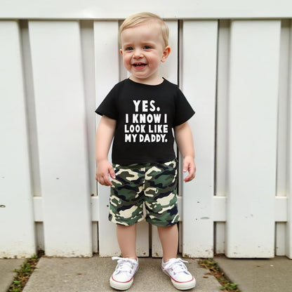 wdehow Toddler Kids Baby Boy Summer Clothes Sets 1T 2T 3T 4T 5T Letter Print Short Sleeve Tops