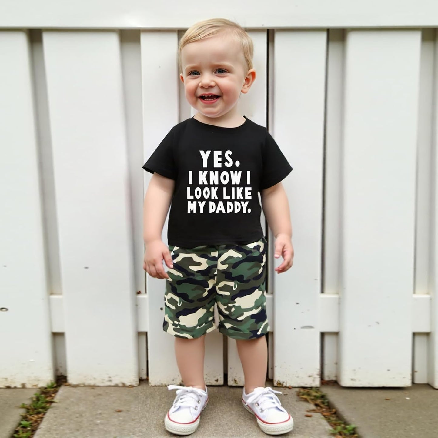 wdehow Toddler Kids Baby Boy Summer Clothes Sets 1T 2T 3T 4T 5T Letter Print Short Sleeve Tops