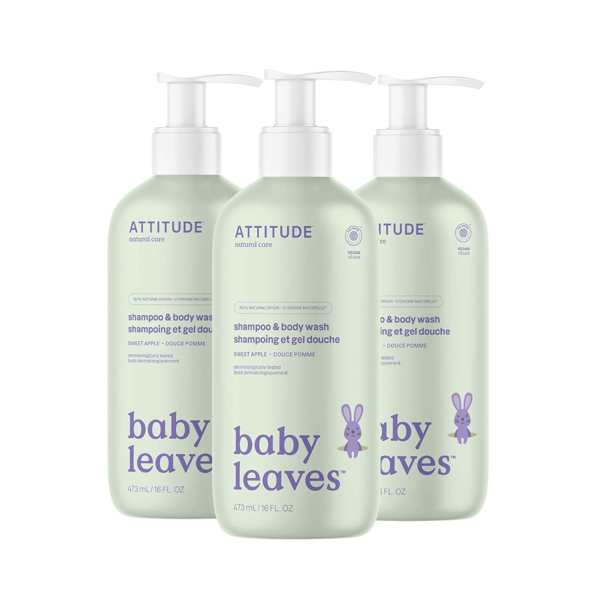 ATTITUDE 2-in-1 Shampoo and Body Wash for Baby, EWG Verified, Dermatologically Tested, Made with