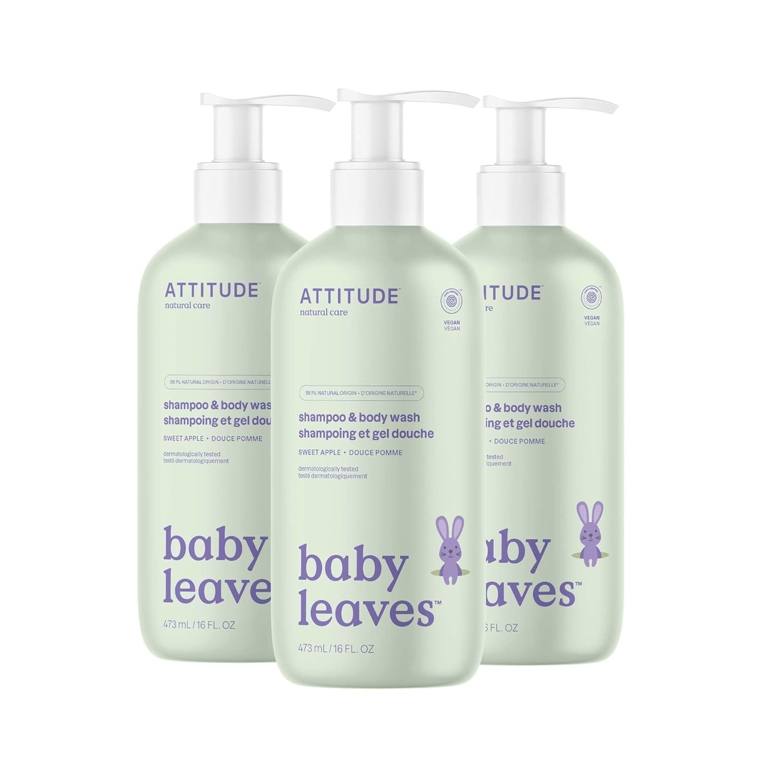 ATTITUDE 2-in-1 Shampoo and Body Wash for Baby, EWG Verified, Dermatologically Tested, Made with