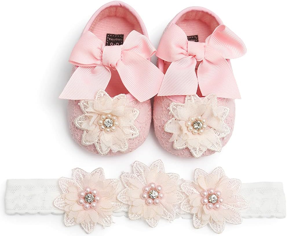 Baby Shoes Mary Jane Flats Non Slip Soft Sole Infant Toddler Sneakers First Walkers Party Christmas