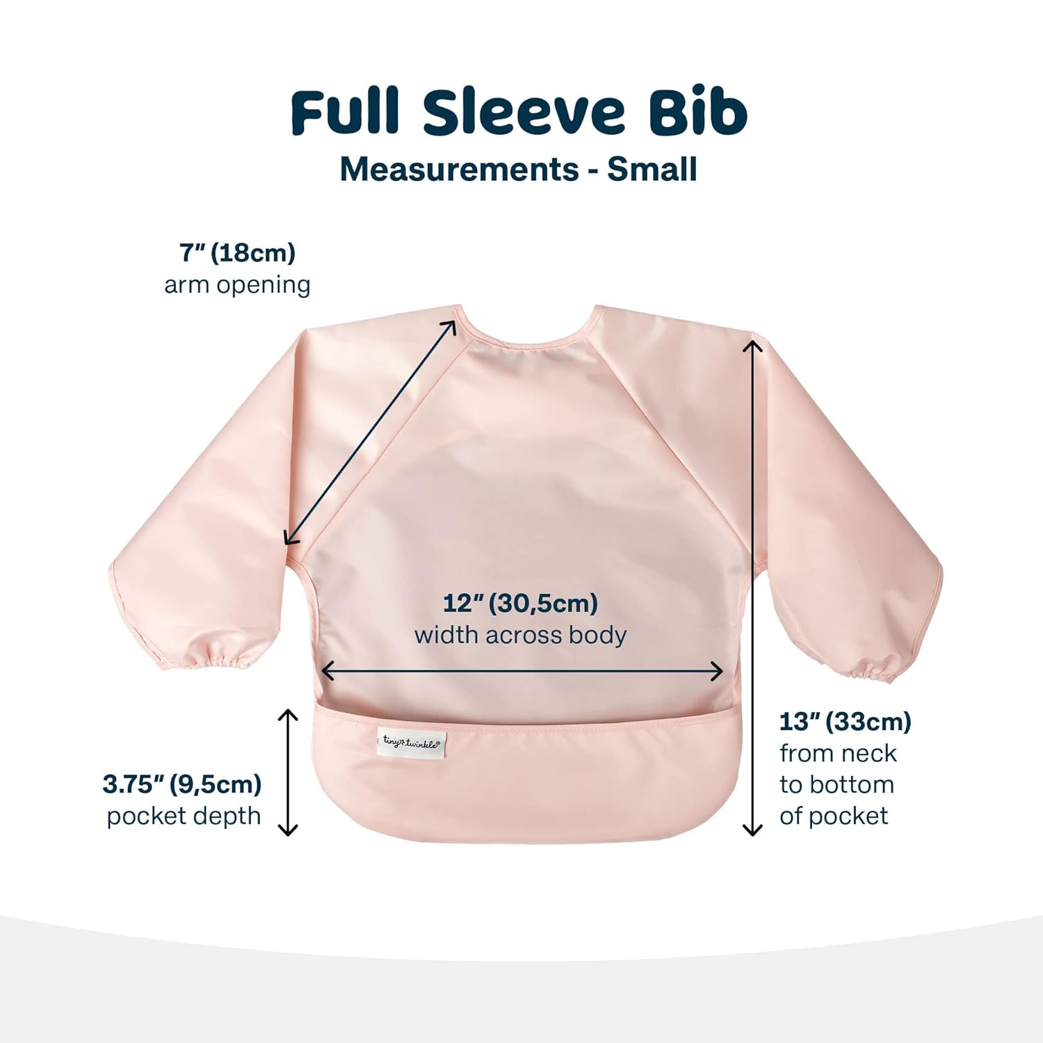 Tiny Twinkle Mess Proof Baby Bibs, 2pk Waterproof Smock Baby Bibs for Eating, Machine Washable Long