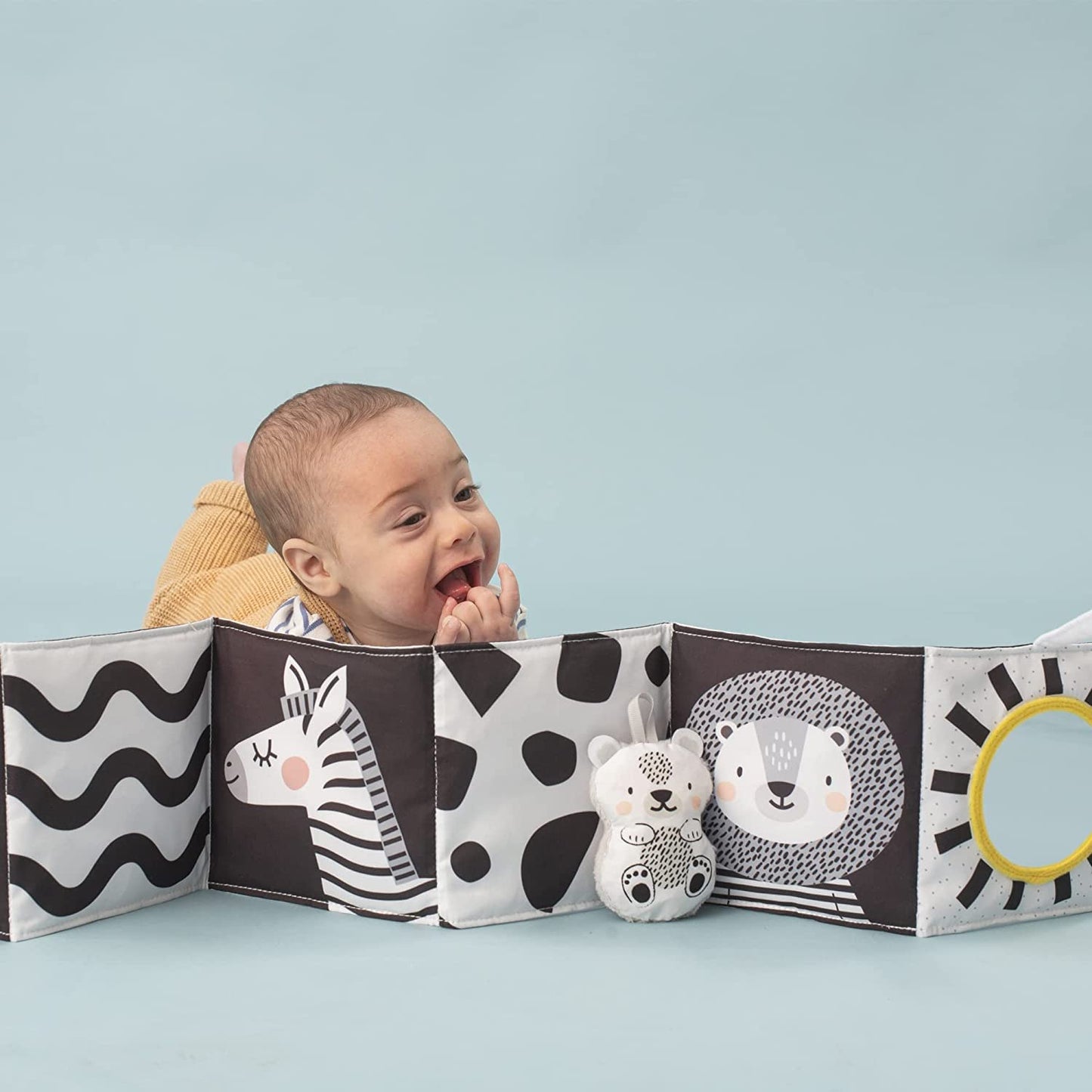 Taf Toys Newborn Soft Activity Book Black & White High Contrast Baby Book Infant Sensory Toys Tummy