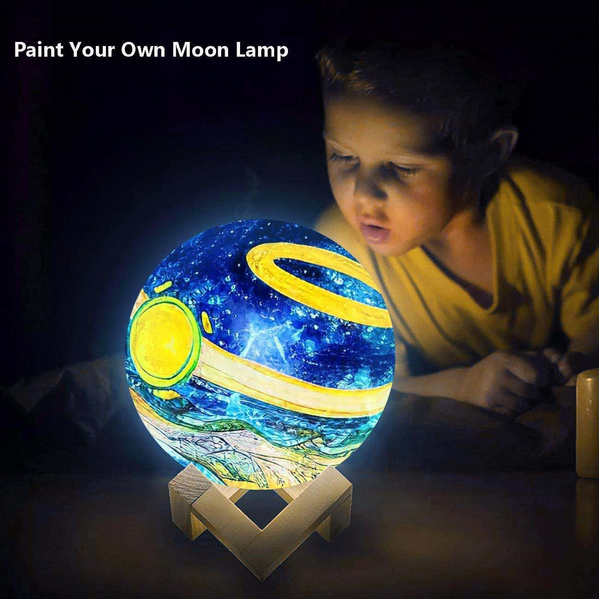 HOLA Paint Your Own Moon Lamp Kit, 2025 Update USB Rechargeable Remote Control, DIY Arts Supplies