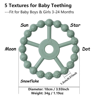 3 Pack Ring Teether Baby Infant Toys, Baby Essentials, Silicone Teething Ring Toys for Babies 0-6