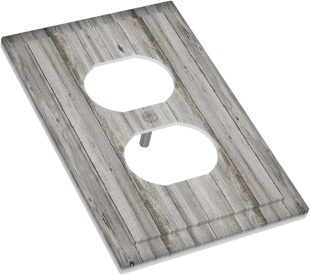Outlet Covers Farmhouse Rustic Grey Barn Door Wood 1 Gang Duplex Wall Plate Decorative Switch