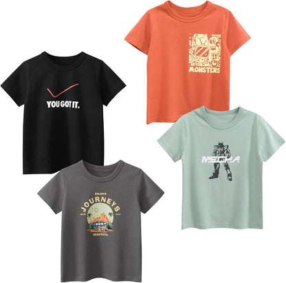 Boys' 4-Pack Excavator Short Sleeve Crewneck T-Shirts Top Tee Size 2-7 Years Toddler Boys' Value