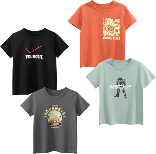 Boys' 4-Pack Excavator Short Sleeve Crewneck T-Shirts Top Tee Size 2-7 Years Toddler Boys' Value
