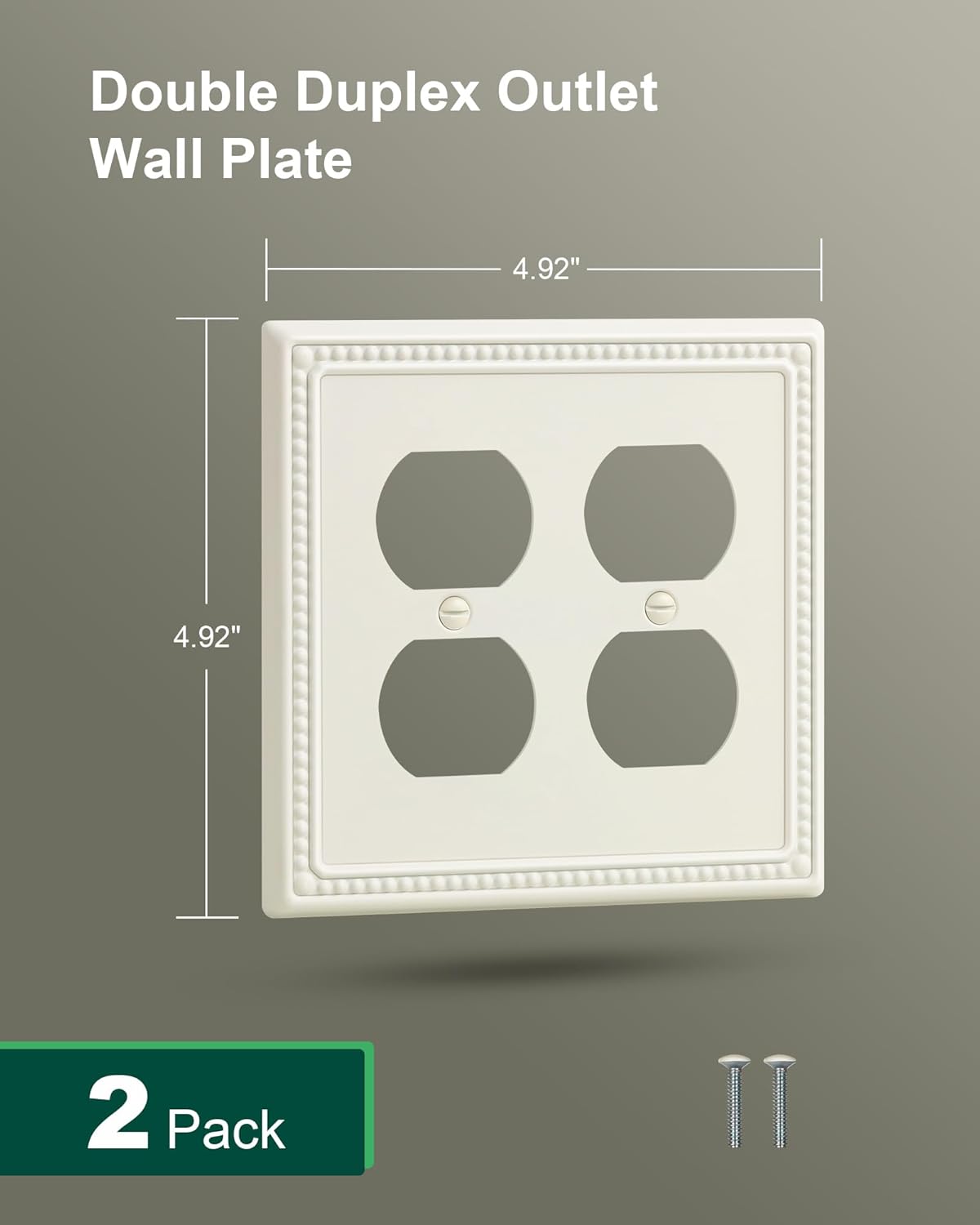 2-Pack Double Duplex Outlet Cover, Metal Switch Plates and Outlet Covers, Light Almond Pearls