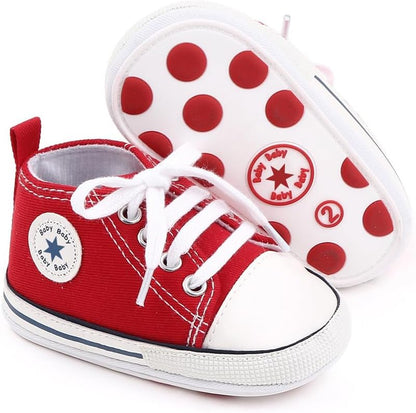 Unisex Baby Girls Boys Canvas High-top Shoes, Newborn Infant Anti-Slip Soft Sole Frist Walking