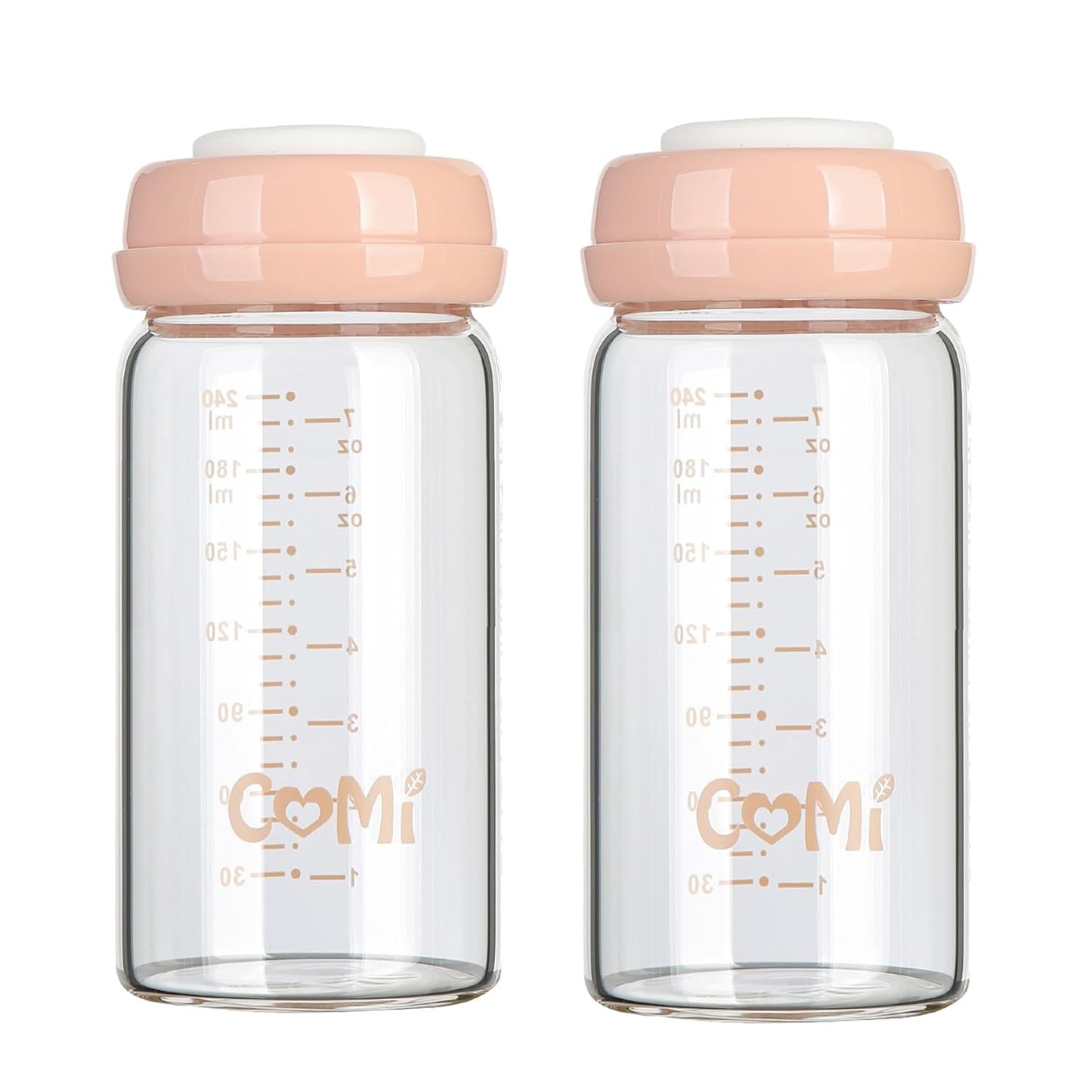 COMI Wide Neck Glass Breastmilk Collection n Storage Bottle, 8oz with Screw Ring Sealing Disk;