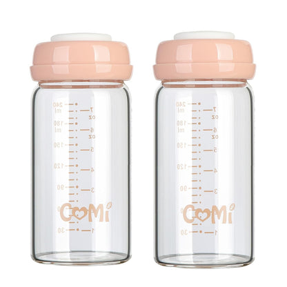 COMI Wide Neck Glass Breastmilk Collection n Storage Bottle, 8oz with Screw Ring Sealing Disk;
